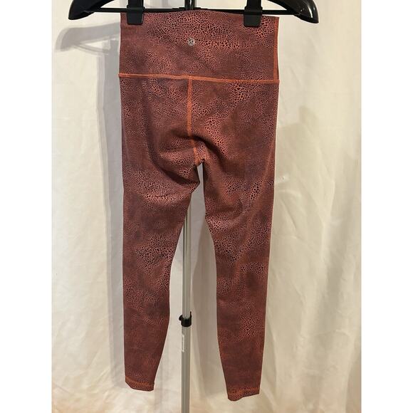 Lululemon Wunder Train High Rise Tights Crackle Glaze Orange Women's size 6 - Picture 2 of 4